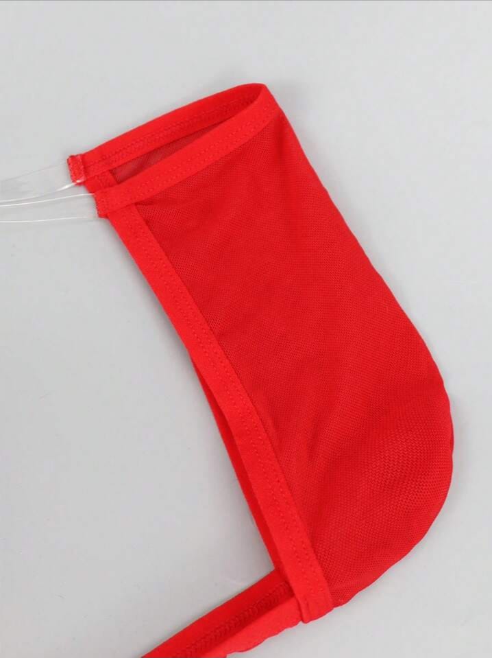 Men's Red Hollow Mesh Thong Underwear For Men